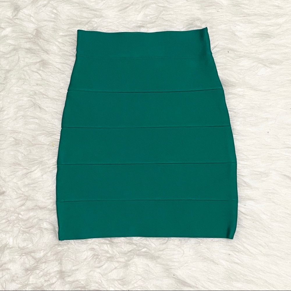BCBGMAXAZRIA Green Turquoise Bandage Skirt